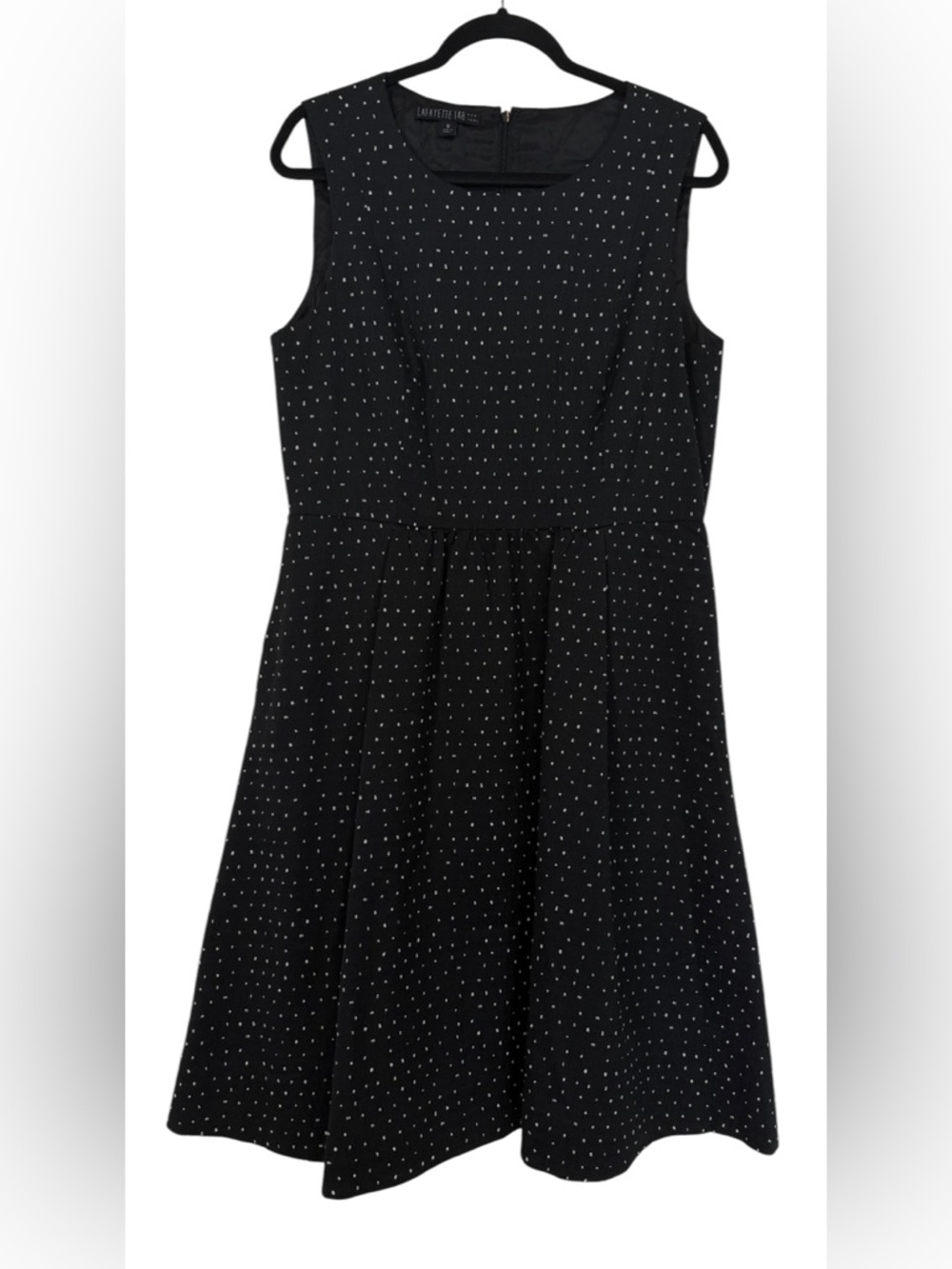 Lafayette 148 New York Fit & Flare Dot Dress Black White Knee Length Size 10